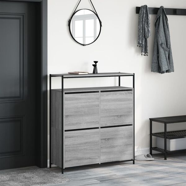 vidaXL Shoe Cabinet Grey sonoma Engineered wood Large Minimalistic