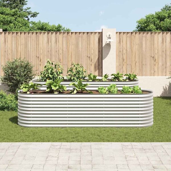 vidaXL Garden Raised Bed Silver Galvanized Steel 126.0 x 31.5 x 31.9 in