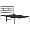 vidaXL Metal Bed Frame Black Powder-Coated Steel Twin Metal Bed Frame
