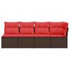vidaXL Garden Sofa with Cushion Brown 227 x 62 x 69 cm Poly Rattan