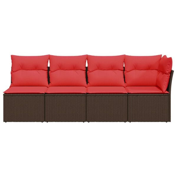 vidaXL Garden Sofa with Cushion Brown 227 x 62 x 69 cm Poly Rattan