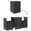 vidaXL 3 Piece Bistro Set with Cushions Black Poly Rattan