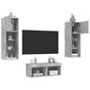 vidaXL 4 Piece TV Wall Stands with LED Lights Concrete Gray