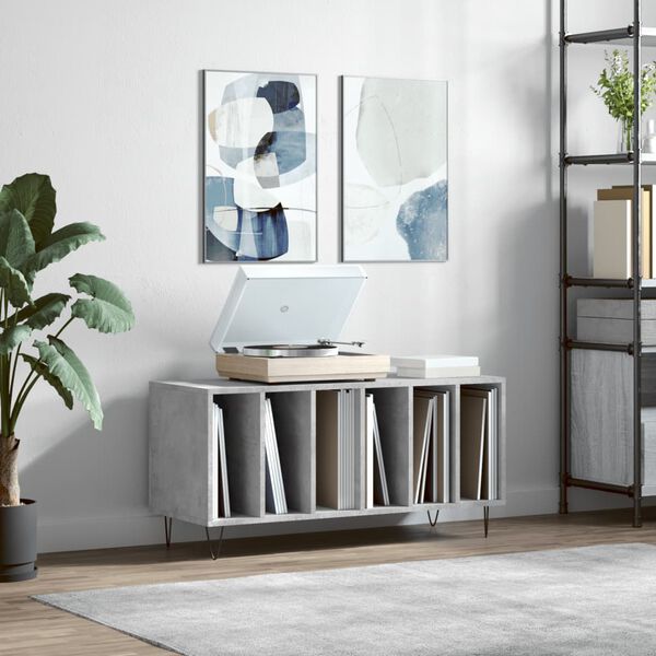 vidaXL Record Cabinet Concrete Grey Engineered wood, iron