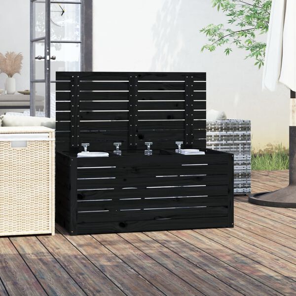 vidaXL Garden Box Black Solid pine wood 39.8 in x 19.9 in x 18.3 in