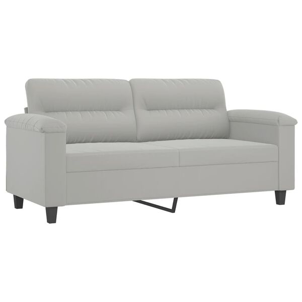 vidaXL 3 Piece Sofa Set with Pillows Light Gray Microfiber Fabric