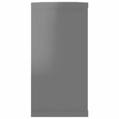 vidaXL Wall Cube Shelves 2 pcs High Gloss Gray 39.4"x5.9"x11.8" Engineered Wood
