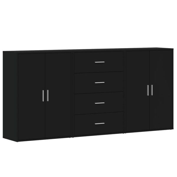vidaXL Sideboard Black Engineered Wood Medium Living Room Storage