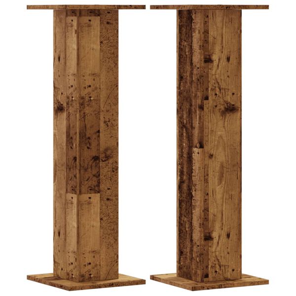 vidaXL Speaker Stands 2 pcs Old Wood 11.8x11.8x37.4" Engineered Wood