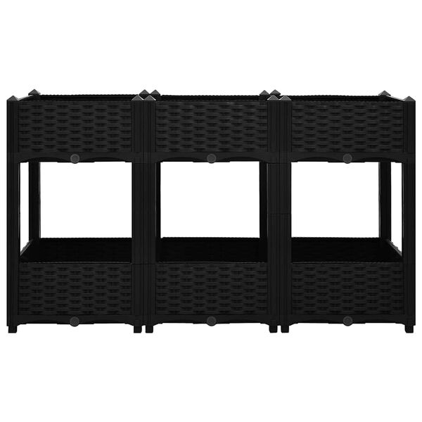vidaXL Raised Bed Black Polypropylene Large Raised Bed Rectangular
