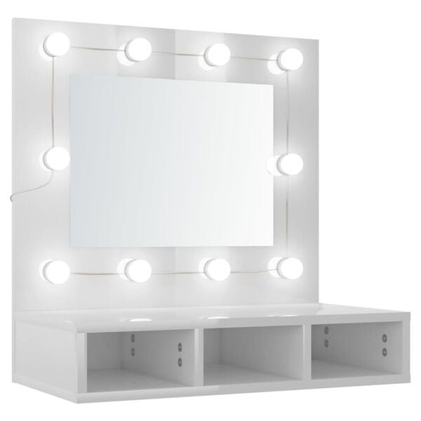 vidaXL Mirror Cabinet High gloss white Engineered wood, acrylic