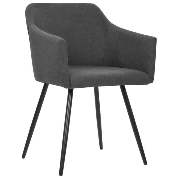 vidaXL Dining Chair Set of 2 Dark Grey Fabric (100% polyester), metal