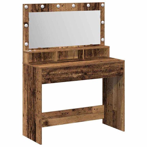 vidaXL Dressing Table with Shelf Old Wood 39.37 x 16.14 x 53.15 in