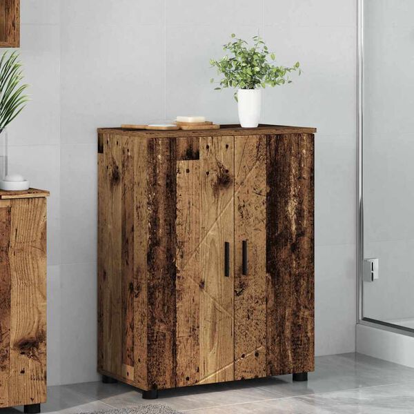 vidaXL Bathroom Cabinet with Storage Old Wood 23.62 x 13.78 x 31.50 in