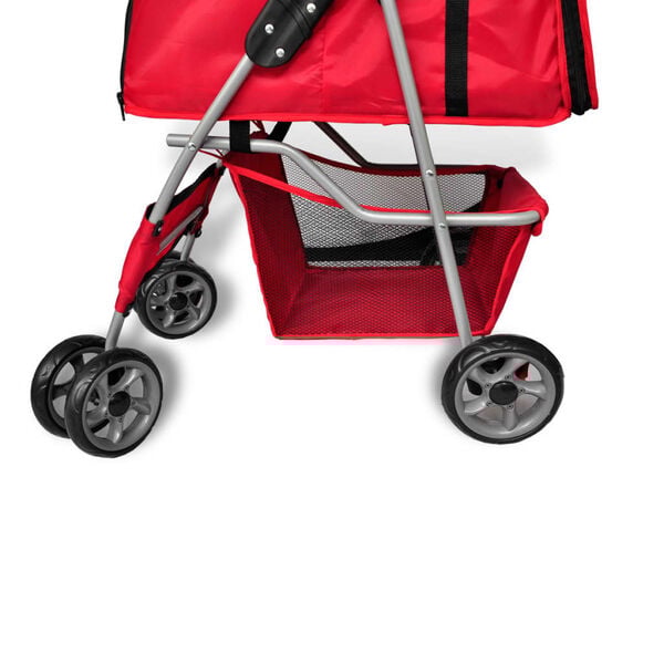 vidaXL Pet Stroller Red PVC Medium Foldable Pet Stroller Rectangular