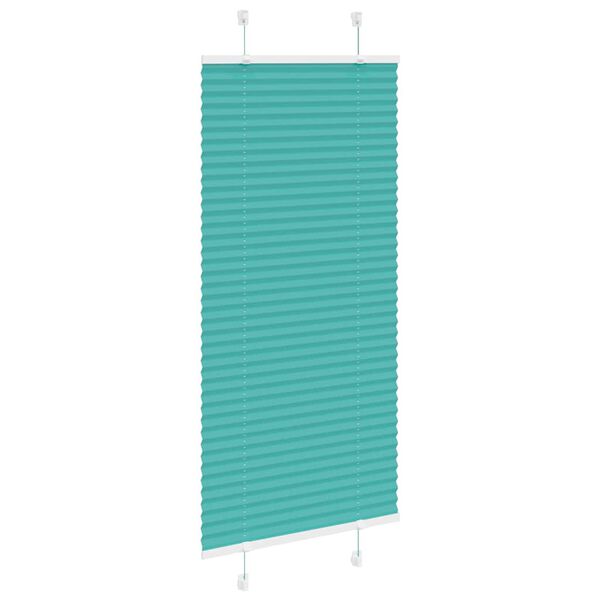 vidaXL Pleated Blind Petrol Green 100% Polyester 25.6x59.1 in