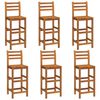 vidaXL Bar Stool Set of 6 Brown Solid Acacia wood Tall Footrest