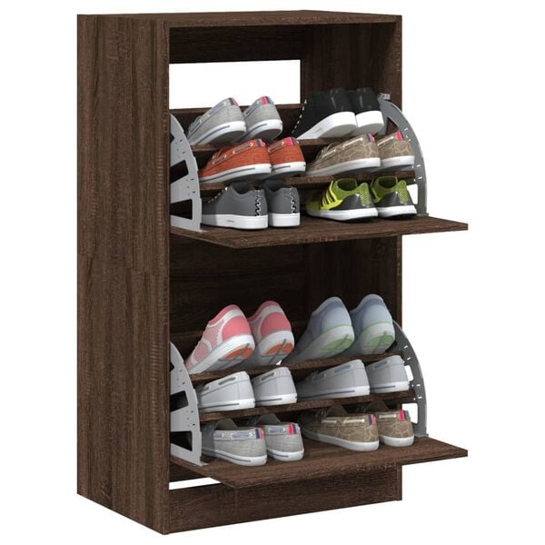 vidaXL Shoe Cabinet Brown Oak Engineered Wood Tall Shoe Cabinet