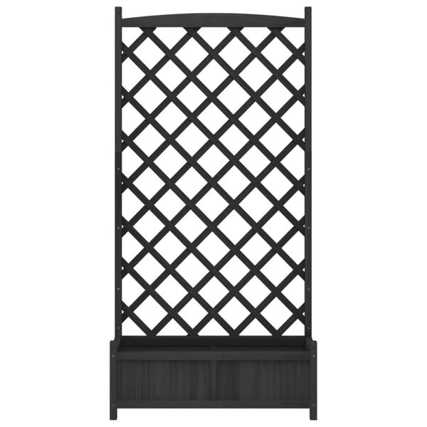 vidaXL Planter Black Solid fir wood 35.4" W x 70.9" H x 13.8" D Planters