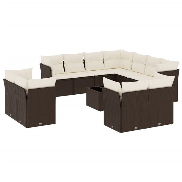 vidaXL Garden Sofa Set Brown PE rattan Large Adjustable Feet