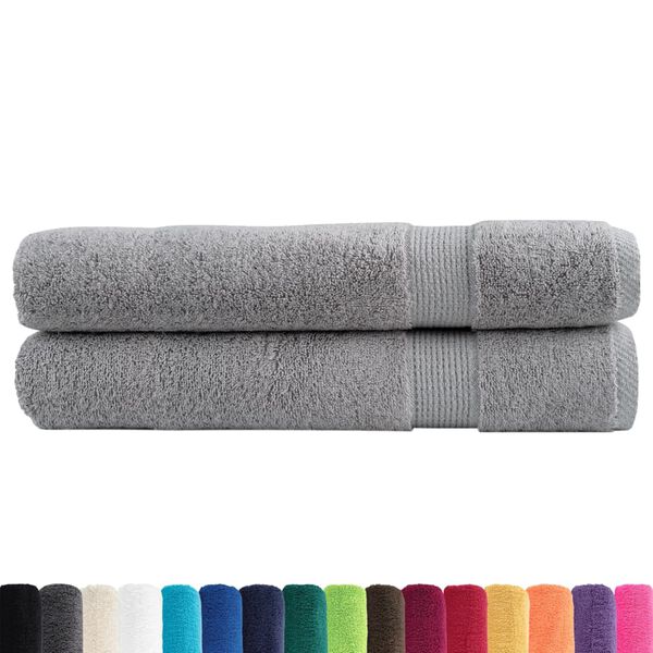 vidaXL Towel Set of 2 Grey 100% Cotton XL Durable Towel