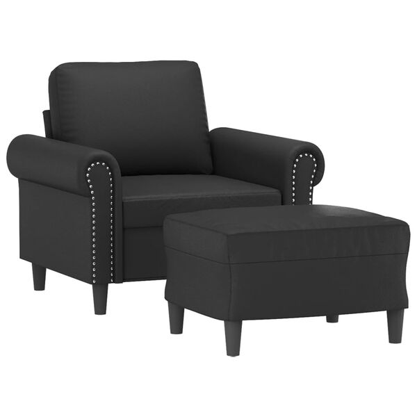 vidaXL Sofa Chair With Footstool Black