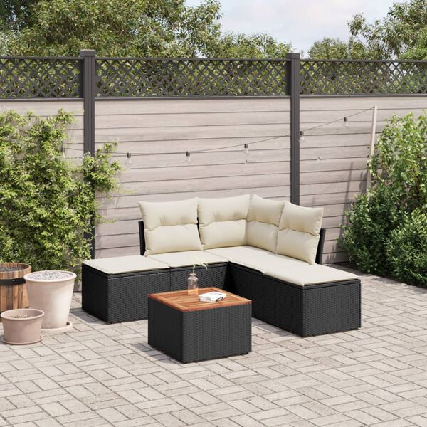 vidaXL Garden Sofa Set Black, Cream White
