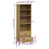 vidaXL Bookcase Brown Solid pine wood, metal Tall Bookcase Rectangular