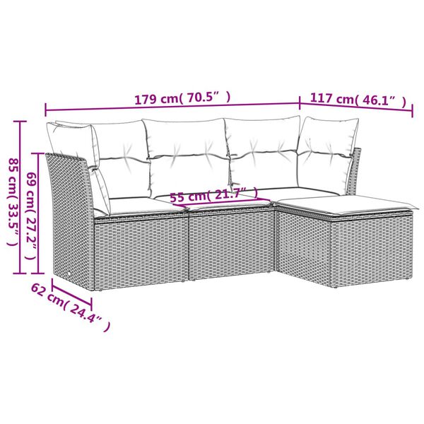 vidaXL Garden Sofa Set Black, Cream White