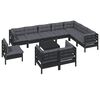 vidaXL Garden Lounge Set Black, Anthracite Solid Pine Wood, Polyester Fabric