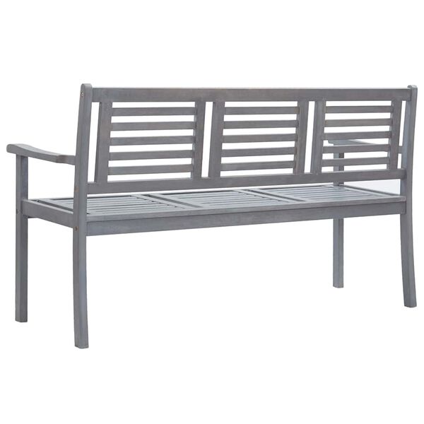 vidaXL Bench Gray Solid eucalyptus wood 3-seater Durable Garden Bench