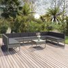 vidaXL Garden Lounge Set Gray PE rattan, powder-coated steel, polyester