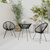vidaXL Dining Set Black Round PVC Rattan Decorative Inlays Dining Set