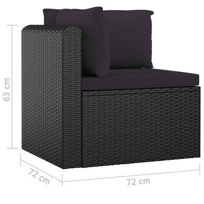 vidaXL 7 Piece Patio Lounge Set with Cushions Poly Rattan Black