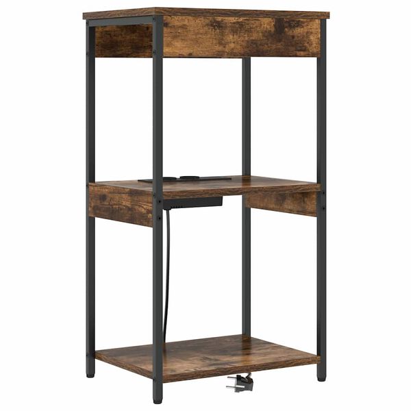 vidaXL Bedside Cabinet with Shelf Smoked Oak 16.14 x 12.20 x 29.92 in