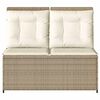 vidaXL Reclining Patio Bench Beige, Cream Poly Rattan, Powder-Coated Steel