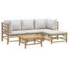 vidaXL Garden Lounge Set Light Grey, Natural Bamboo Bamboo, Fabric Medium