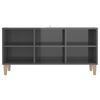 vidaXL TV Cabinet High gloss grey Engineered wood, solid eucalyptus wood