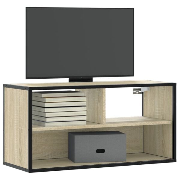 vidaXL TV Cabinet Sonoma Oak Engineered wood, metal 31.5 in long