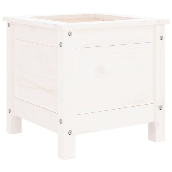 vidaXL Garden Planter White Solid Pine Wood 15.7 x 15.7 x 15.4 in