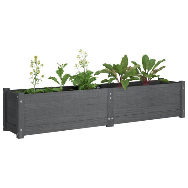 vidaXL Raised Bed Grey Solid Pinewood Medium Durable Garden Planters