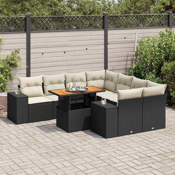 vidaXL Garden Sofa Set Black