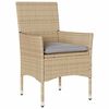 vidaXL 3 Piece Bistro Set with Cushions Beige Poly Rattan and Glass