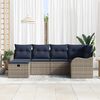 vidaXL Garden Sofa Set with Cushion 6 pcs Grey and navy Poly rattan