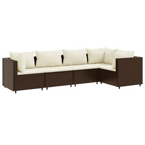 vidaXL Patio Lounge Set Brown and Cream white