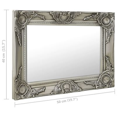 vidaXL Wall Mirror Baroque Style 19.7"x15.7" Silver