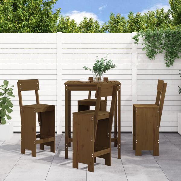 vidaXL Garden Bar Set Honey brown Solid pine wood Medium Footrest