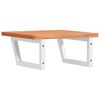 vidaXL Basin Shelf Beech wood with white brackets Steel and Solid Beech Wood