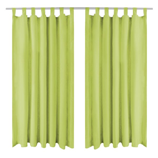 vidaXL Micro-Satin Curtains 2 pcs with Loops 55.1x68.9" Green