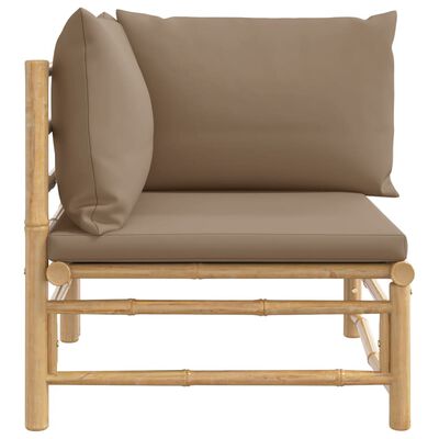 vidaXL Patio Corner Sofa with Taupe Cushions Bamboo